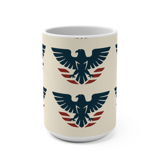 Patriotic Eagle 15oz Coffee Mug — Vintage USA Flag Emblem